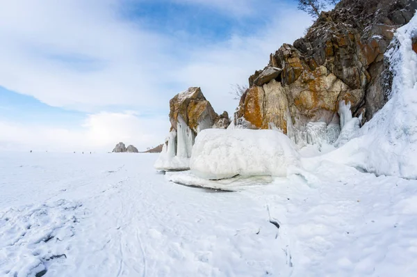 Vista Del Lago Baikal Inverno Lago Acqua Dolce Più Profondo — Foto Stock