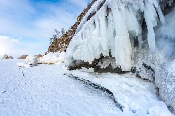 Pohled Jezero Bajkal Zimě Největší Nejhlubší Sladkovodní Jezero Podle Objemu — Stock fotografie