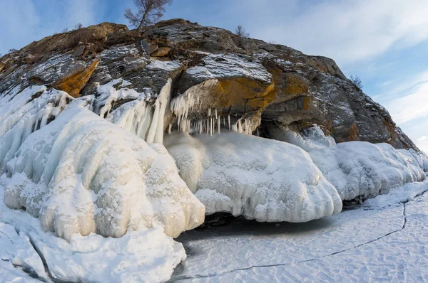 Vista Lago Baikal Inverno Maior Mais Profundo Lago Água Doce — Fotografia de Stock