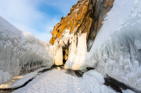 Vue Sur Lac Baïkal Hiver Profond Grand Lac Eau Douce — Photo