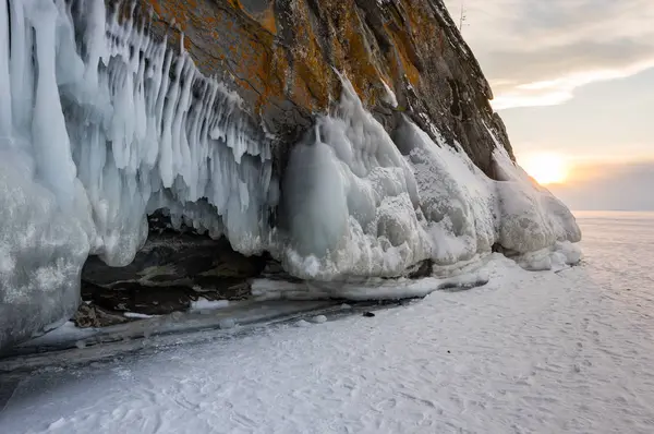 Vista Del Lago Baikal Invierno Lago Agua Dulce Más Profundo — Foto de Stock