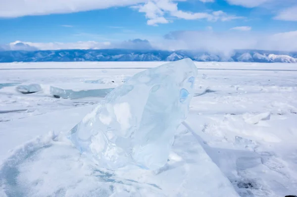 Gelo Lago Baikal Maior Mais Profundo Lago Água Doce Volume — Fotografia de Stock