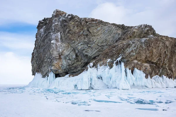 Vista Lago Baikal Inverno Maior Mais Profundo Lago Água Doce — Fotografia de Stock