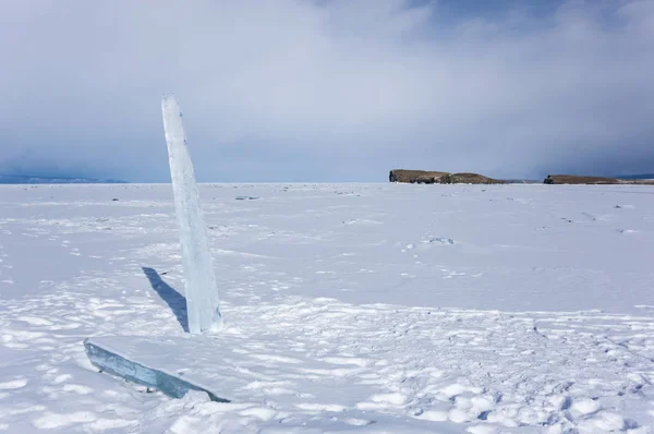 View of Lake Baikal in winter, the deepest and largest freshwater lake by volume in the world, located in southern Siberia, Russia