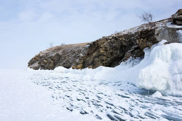 Vista Del Lago Baikal Inverno Lago Acqua Dolce Più Profondo — Foto Stock