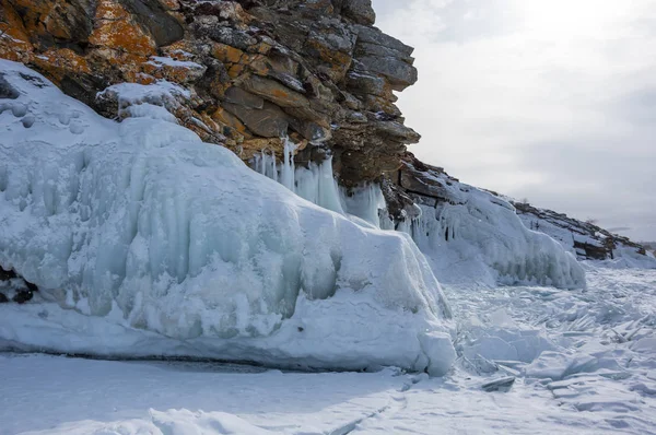 Vista Del Lago Baikal Inverno Lago Acqua Dolce Più Profondo — Foto Stock