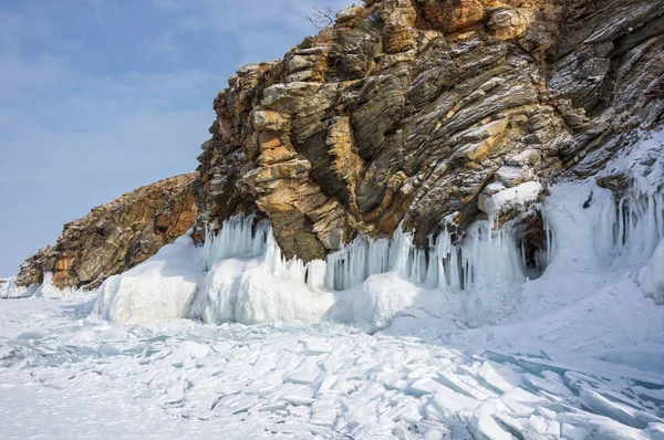 Vista Del Lago Baikal Inverno Lago Acqua Dolce Più Profondo — Foto Stock