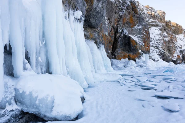 Vista Lago Baikal Inverno Maior Mais Profundo Lago Água Doce — Fotografia de Stock