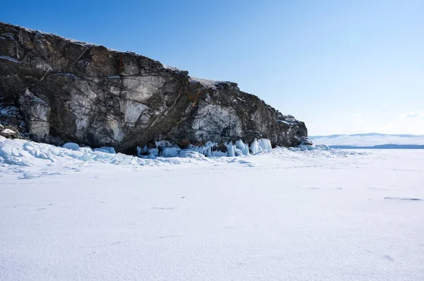 Vista Del Lago Baikal Inverno Lago Acqua Dolce Più Profondo — Foto Stock