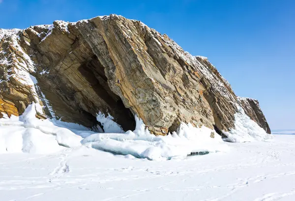 Vista Lago Baikal Inverno Maior Mais Profundo Lago Água Doce — Fotografia de Stock