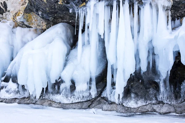 Vue Sur Lac Baïkal Hiver Profond Grand Lac Eau Douce — Photo