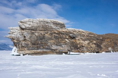 Kışın Deniz Baykal, en derin ve en büyük tatlı su Gölü yanında Güney Sibirya, Rusya'da bulunan güç dünyanın görünümü