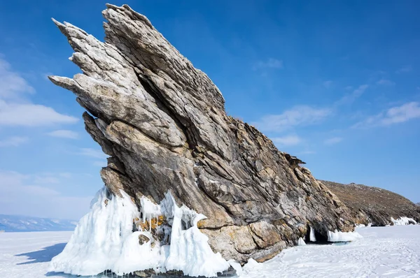 Vista Del Lago Baikal Inverno Lago Acqua Dolce Più Profondo — Foto Stock