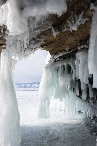 Vue Des Glaces Sur Lac Baïkal Sibérie Russie — Photo