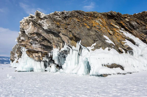 Weergave Van Het Baikalmeer Winter Het Diepste Grootste Zoetwatermeer Volumepercentage — Stockfoto