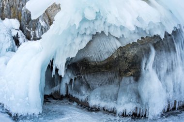 Kışın Deniz Baykal, en derin ve en büyük tatlı su Gölü yanında Güney Sibirya, Rusya'da bulunan güç dünyanın görünümü
