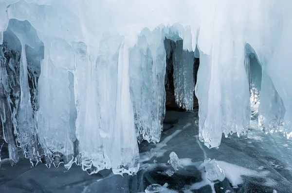 Weergave Voor Icicles Het Baikalmeer Siberië Rusland — Stockfoto