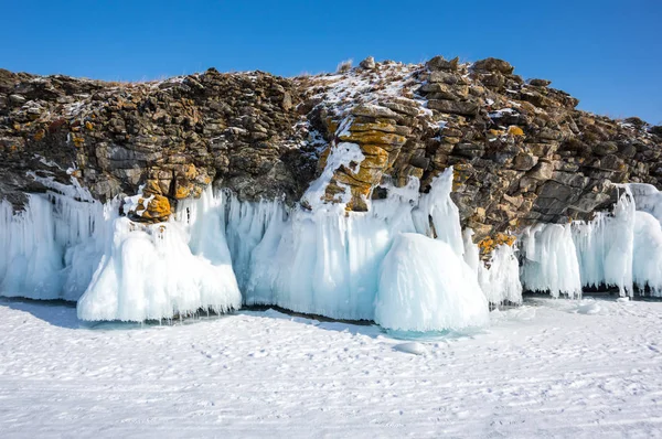 Vue Sur Lac Baïkal Hiver Profond Grand Lac Eau Douce — Photo