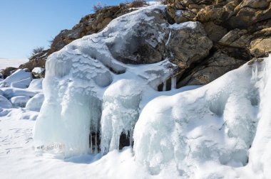 Sahil, Deniz baykal kışın, Sibirya, Rusya Federasyonu