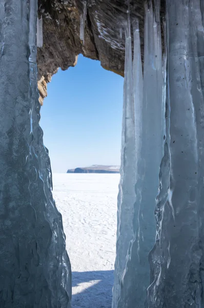 Ledová Jeskyně Ostrově Jezeře Bajkal Sibiř Rusko — Stock fotografie