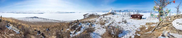 Panoramatický Pohled Ogoy Ostrov Největší Ostrov Maloe Více Průliv Jezero — Stock fotografie