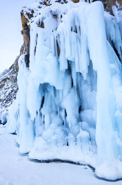 Kusten Lake Baikal Vintertid Sibirien Ryssland — Stockfoto