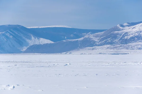 Vue Sur Lac Baïkal Hiver Profond Grand Lac Eau Douce — Photo