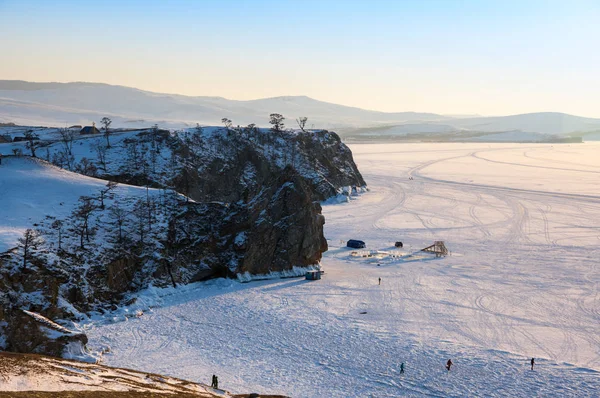 Costa Isla Olkhon Lago Baikal Invierno Siberia Rusia — Foto de Stock