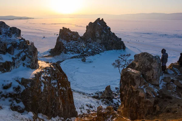 Cabo Burkhan Shaman Rock Isla Olkhon Lago Baikal Siberia Rusia — Foto de Stock