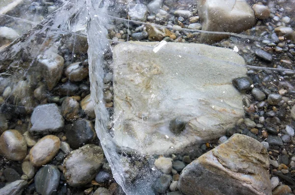 Eis Des Baikalsees Des Tiefsten Und Nach Volumen Größten Süßwassersees — Stockfoto
