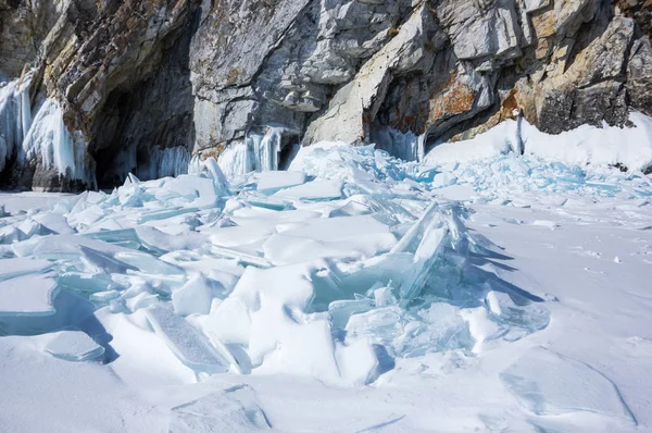 Kusten Olkhon Bajkalsjön Vinter Sibirien Ryssland — Stockfoto