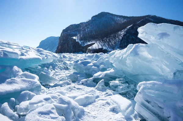 Parton Olkhon Island Télen Oroszországban Szibériai Bajkál — Stock Fotó
