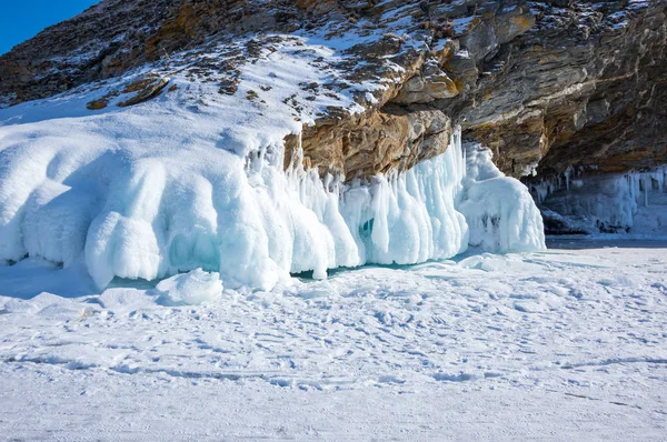 Costa Isla Olkhon Lago Baikal Invierno Siberia Rusia — Foto de Stock