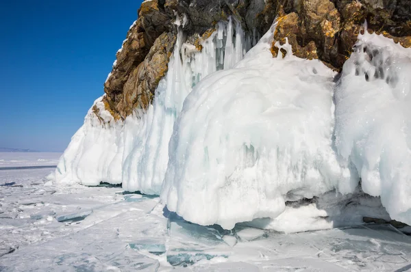 Costa Isla Olkhon Lago Baikal Invierno Siberia Rusia —  Fotos de Stock