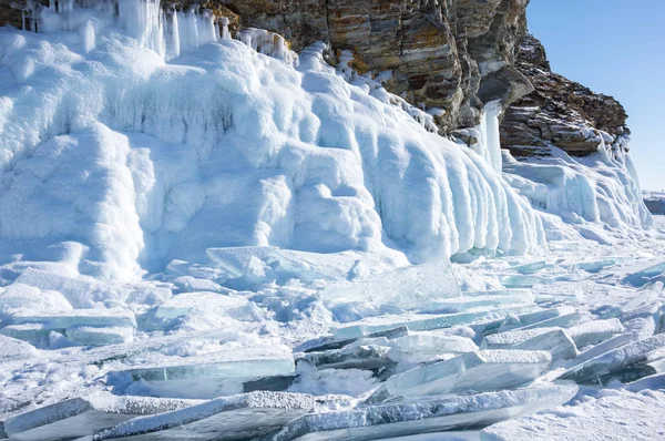 Wybrzeża Olkhon Island Bajkał Zimie Siberia Rosja — Zdjęcie stockowe