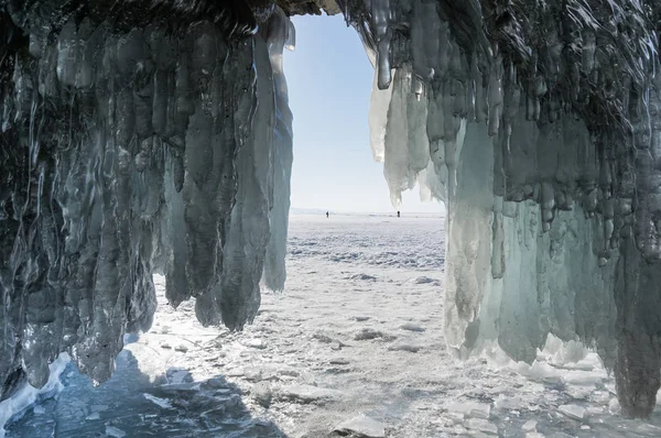 View Icicles Lake Baikal Siberia Russia — Stock Photo, Image