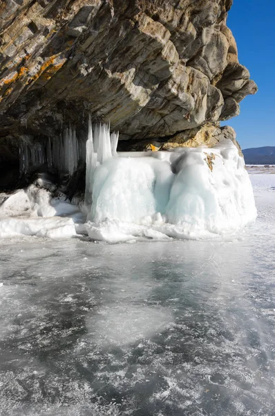 Costa Isla Olkhon Lago Baikal Invierno Siberia Rusia — Foto de Stock