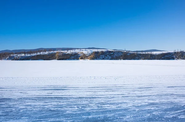 Wybrzeża Olkhon Island Bajkał Zimie Siberia Rosja — Zdjęcie stockowe