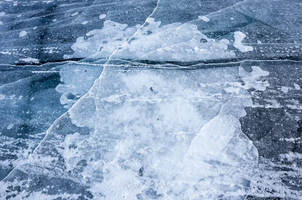 Ice of Lake Baikal, the deepest and largest freshwater lake by volume in the world, located in southern Siberia, Russia