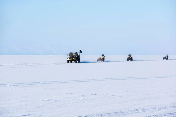 View of Lake Baikal in winter, the deepest and largest freshwater lake by volume in the world, located in southern Siberia, Russia