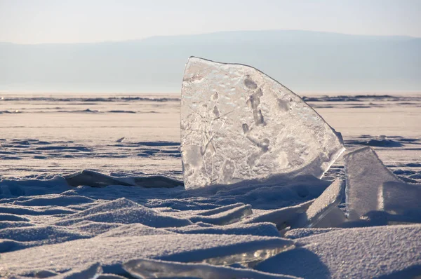 Vista Icicles Lago Baikal Sibéria Rússia — Fotografia de Stock