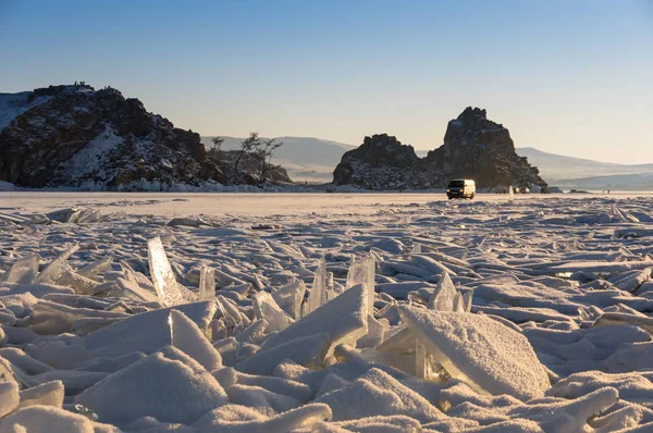 Vista Lago Baikal Inverno Maior Mais Profundo Lago Água Doce — Fotografia de Stock