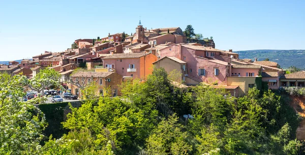 Panoramic View Medieval Village Roussillon Ochre Village Included List Most — Stock Photo, Image