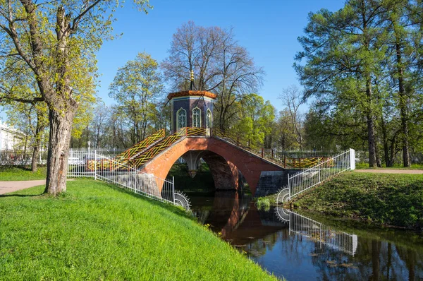 Ponte Através Canal Parque Alexander Tsarskoe Selo Pushkin São Petersburgo — Fotografia de Stock