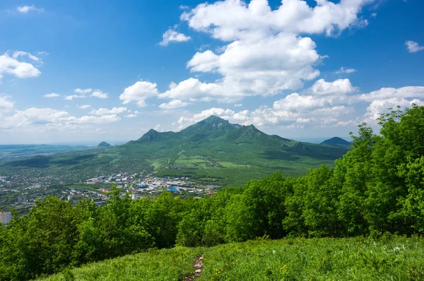 Beshtau is an isolated five-domed igneous mountain near Pyatigorsk in the Northern Caucasus, Russia