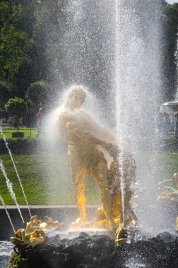 Saint-Petersburg, Rusya-11 Temmuz 2016: Samson Peterhof, Saint-Petersburg, Rusya Federasyonu alt Bahçe Grand Cascade Çeşmesi