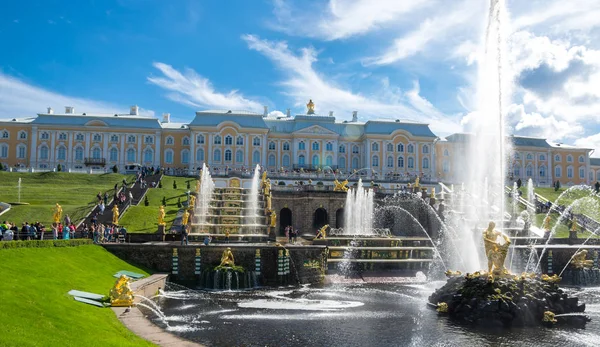 Saint Petersburg Russie Juillet 2016 Palais Grand Peterhof Fontaines Grande — Photo