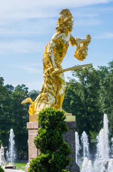 Saint Petersburg Federacja Rosyjska Lipca 2016 Statua Perseusza Ogrodzie Dolnym — Zdjęcie stockowe