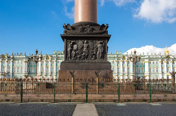 The Alexander Column is the focal point of Palace Square in Saint Petersburg, Russia. The monument was raised after the Russian victory in the war with Napoleon\'s France