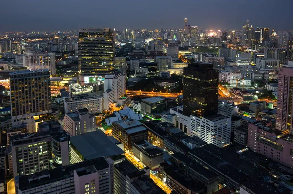 Ovanifrån Skyskrapor Centrala Distriktet Bangkok Solnedgången Bangkok Thailand — Stockfoto